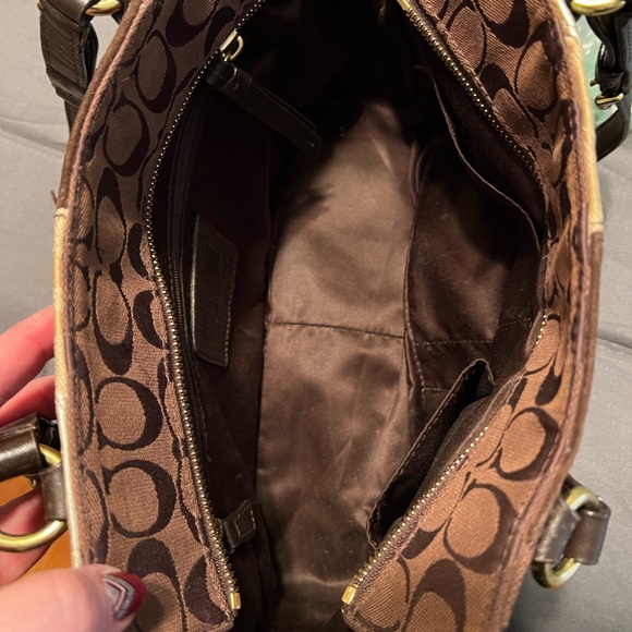 Coach purse brown and gold mixed materials in great condition! - Picture 10 of 16
